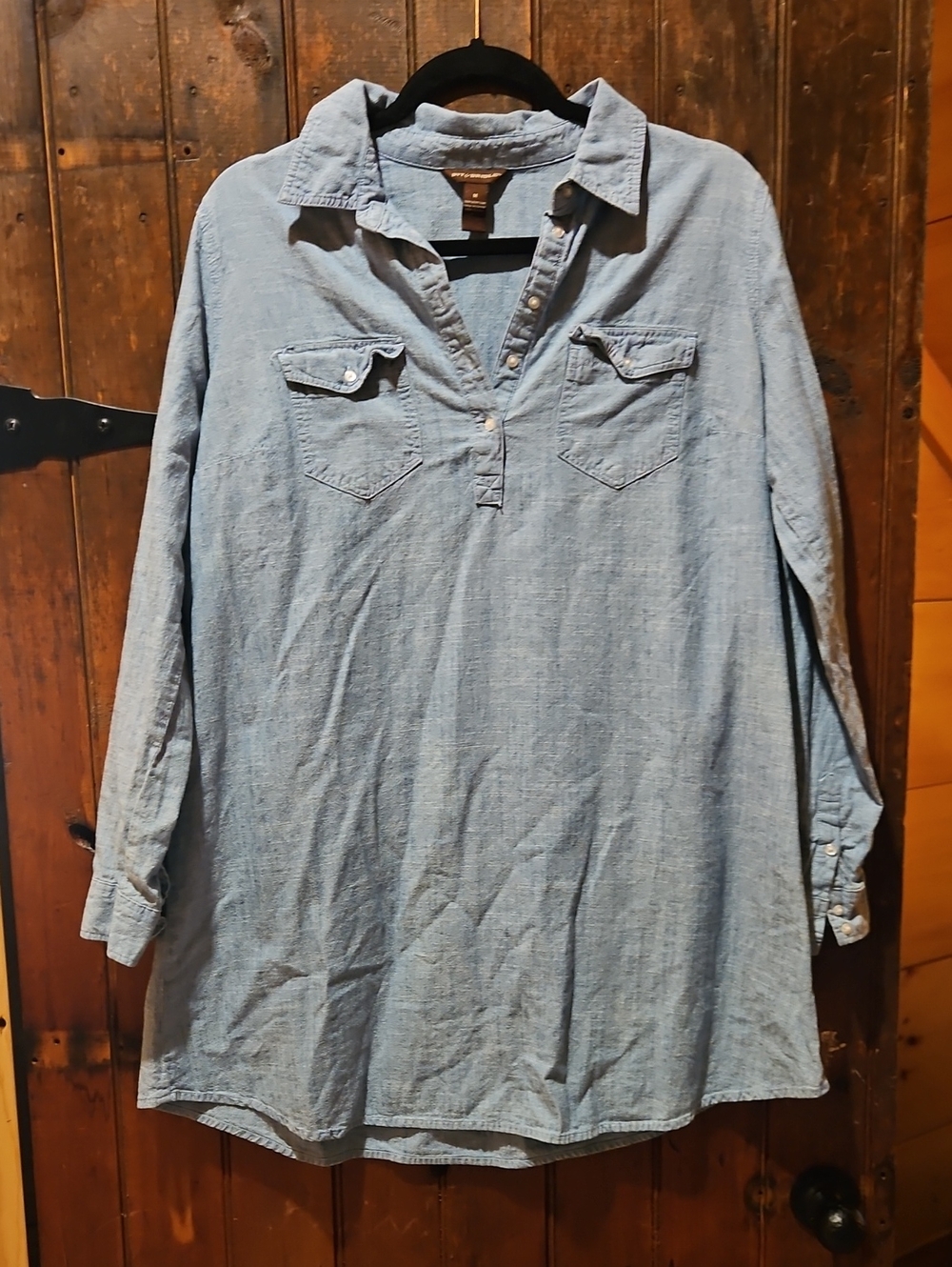 Light Blue Denim Tunic Dress - Women